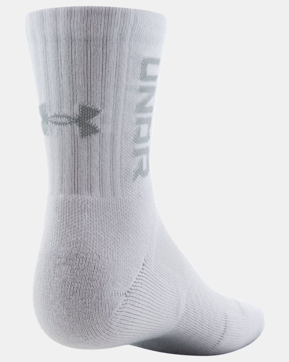 Unisex UA 3-Maker 3-Pack Mid-Crew Socks, White, pdpMainDesktop image number 3
